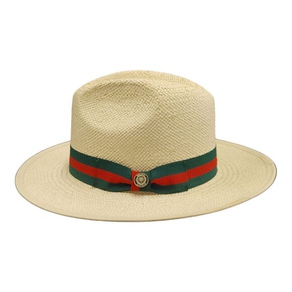 MEN'S BRUNO CAPELO VALENTINO COLLECTION STRAW FEDORA HAT FLAT WIDE 3" BRIM VA402 - Picture 2 of 8